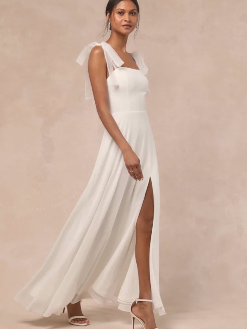 Radiant Romance White Tie-Strap Maxi Dress - Picture 5 of 10